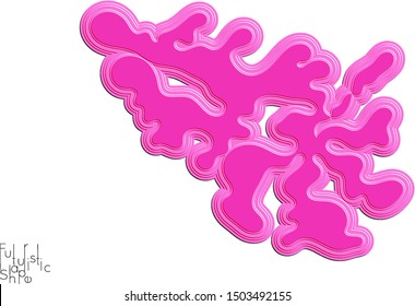 Wavy embossed vector shape isolated on white background. Abstract paper cut 3d layered object.