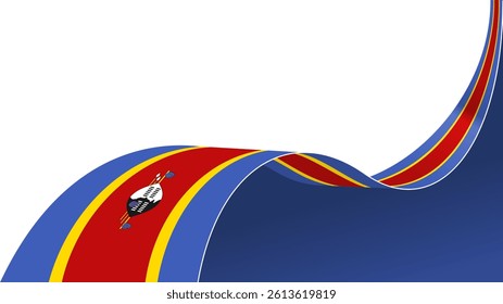 wavy Eswatini flag frame background with copy space for text. for national day