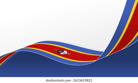 wavy Eswatini flag frame background with copy space for text. for national day