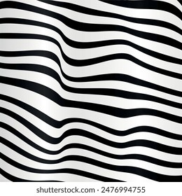 Wavy Fabric Effect. Black Lines Vector.