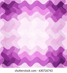 Wavy fabric seamless vector, curve lines pattern textile design. Colorful violet overlapping stripes in summer colors. Checkered wavy fabric background, print, wrapping paper endless geometric design.