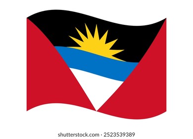 Bandeira ondulada de Antígua e Barbuda, isolada sobre um fundo transparente. Ilustração vetorial