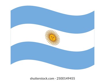 Wavy flag of Argentina, isolated on transparent background. Flag of the Argentine Republic. Vector illustration