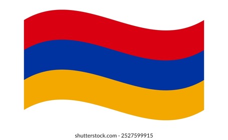 Wavy flag of Armenia, isolated on a transparent background. Flag of the Republic of Armenia. Vector illustration