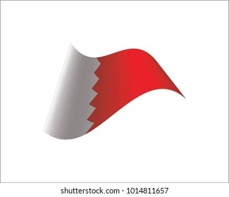 Wavy flag of  Bahrain.  Icon on white background. Isolated Vector Illustration