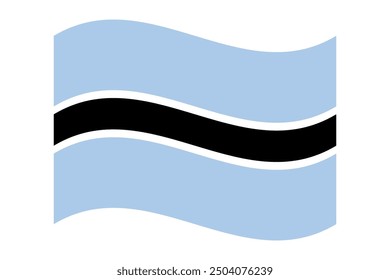 Wavy flag of Botswana, isolated on transparent background. Flag of the Republic of Botswana. Vector illustration