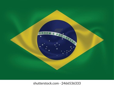 Wavy FLAG of Brazil vector illustration, Brazil flag banner, background-size 6000*4000 EPS file.