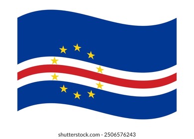 Wavy flag of Cape Verde, isolated on transparent background. Flag of the Republic of Cape Verde. Vector illustration