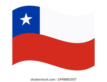 Wavy flag of Chile, isolated on transparent background. Flag of the Republic of Chile. Vector illustration