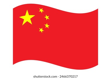 Wellenförmige Flagge von China, isoliert auf transparentem Hintergrund. Chinesische Nationalflagge. Vektorillustration