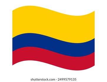 Wavy flag of Colombia, isolated on transparent background. Flag of the Republic of Colombia. Vector illustration