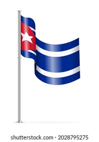 Wavy flag of Cuba on a white background. Vector illustration.
