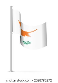 Bandera ondulada de Chipre sobre fondo blanco. Ilustración vectorial.