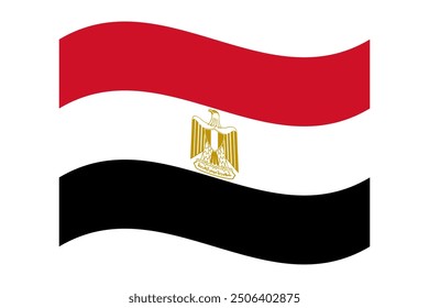 Wavy flag of Egypt, isolated on transparent background. Flag of the Arab Republic of Egypt. Vector illustration