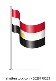 Wavy Fahne von Ägypten auf weißem Hintergrund. Vektorgrafik.