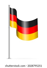 Wavy flag of Germany on a white background. Vector illustration.