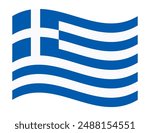 Wavy flag of Greece, isolated on transparent background. Flag of the Hellenic Republic. Vector illustration.