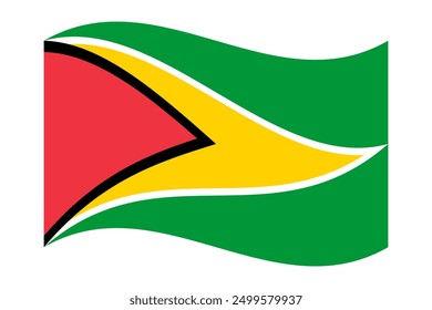 Wavy flag of Guyana, isolated on transparent background. Flag of the Co-operative Republic of Guyana. Vector illustration.