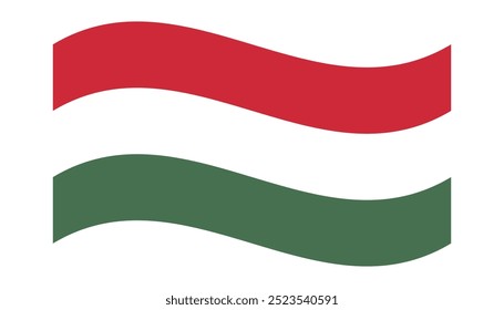 Bandera ondulada de Hungría, aislada sobre un fondo transparente. Ilustración vectorial