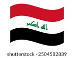 Wavy flag of Iraq, isolated on transparent background. Flag of the Republic of Iraq. Vector illustration.