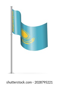 Wavy flag of Kazakhstan on a white background. Vector illustration.