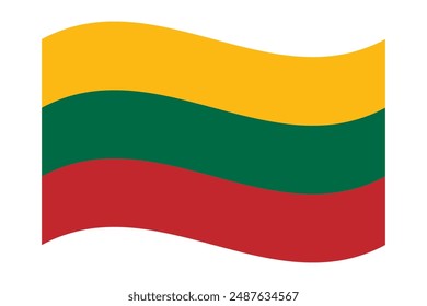 Wavy flag of Lithuania, isolated on transparent background. Flag of the Lietuvos Respublika. Vector illustration