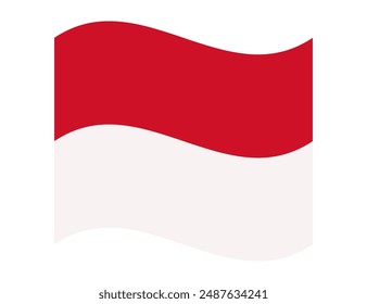 Wavy flag of Monaco, isolated on transparent background. Flag of the Principality of Monaco. Vector illustration