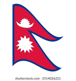 Bandeira ondulada do Nepal, isolada sobre um fundo transparente. Bandeira da República Democrática Federal do Nepal. Ilustração vetorial