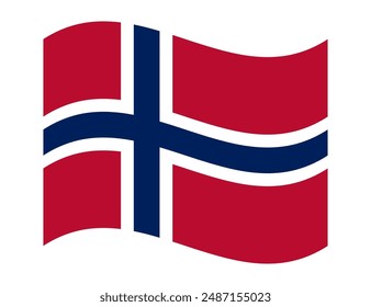 Wavy Flag of Norway, isolated on transparent background. Vector illustration