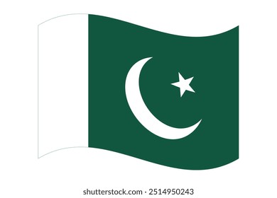 Wavy flag of Pakistan, isolated on a transparent background. Flag of the Islamic Republic of Pakistan. Vector illustration