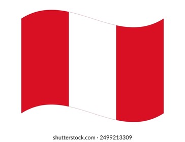 Wavy flag of Peru, isolated on transparent background. Flag of the Republic of Peru. Vector illustration