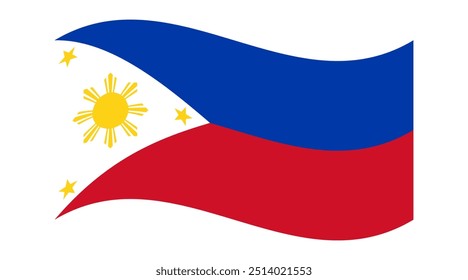Wavy flag of Philippines, isolated on a transparent background. Flag of the Republic of the Philippines. Vector illustration