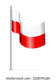 Wavy flag of Poland on a white background. Vector illustration.