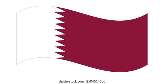 Wavy flag of Qatar, isolated on transparent background. Flag of the State of Qatar. Vector illustration