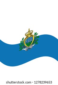 Wavy flag of San Marino vector illustration