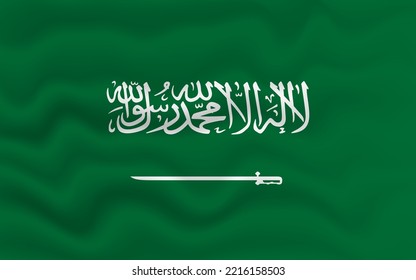 Wavy Flagge von Saudi-Arabien. Die Flagge Saudi-Arabiens mit einem heftigen Effekt. Vektorgrafik