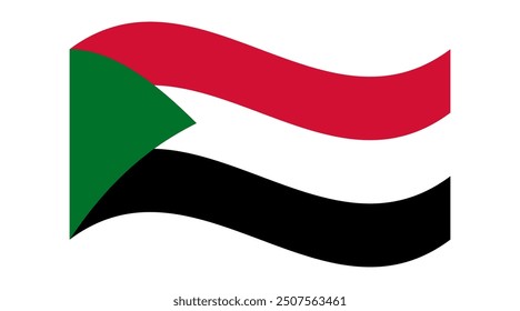 Wavy flag of Sudan, isolated on transparent background. Flag of the Republic of the Sudan. Vector illustration.