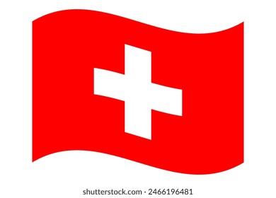 Wellenförmige Flagge der Schweiz, isoliert auf transparentem Hintergrund. Schweizer Flagge. Vektorillustration