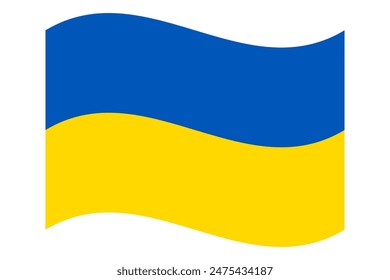 Wellenförmige Flagge der Ukraine, isoliert auf einem transparenten Hintergrund. Ukrainische Flagge. Vektorillustration