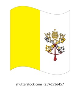 Wavy flag of Vatican City State, isolated on a transparent background. Vector illustration.