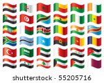 Wavy flags set - Africa & Middle East. 36 Vector flags.