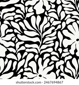 Wavy Floral Decorative seamless pattern. Repeating background. Tileable wallpaper print.