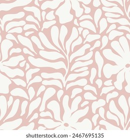 Wavy Floral Decorative seamless pattern. Repeating background. Tileable wallpaper print.