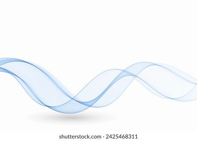 Wavy flow of blue abstract wave motion, with transparent shadow.