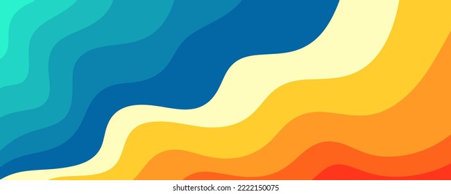 Wavy flow flat landscape banner background vector. 
