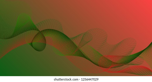 Wavy flowing lines on gradient background. Stylish progressive technology vector wallpaper. Abstract curl lines ripple texture design. Reticulated intersecting curves geometry backdrop.