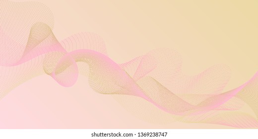 Wavy flowing lines on gradient background. Blend curves minimal 3d banner or flyer background. Abstract curl lines ripple texture design. Stylish progressive technology vector wallpaper.