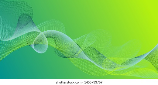 Wavy flowing lines on gradient background. Reticulated intersecting curves geometry backdrop. Abstract curl lines ripple texture design. Contemporary vector graphics with bent waves.