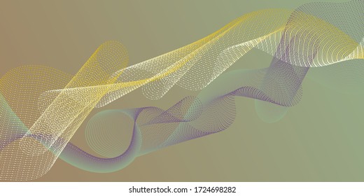 Líneas de flujo onduladas sobre fondo degradado. La investigación científica estudia las curvas dinámicas del fondo de moda de la web. Resumen de líneas dobladas ripple los gráficos de efecto. Colorido patrón vectorial de afiche de moda.