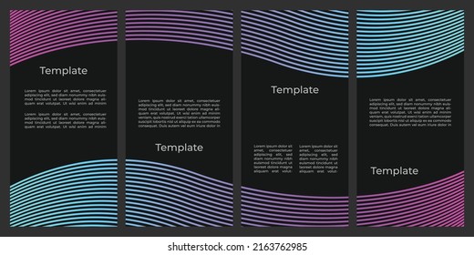 wavy fluid dark thin line background template set for banner, poster, or brochure